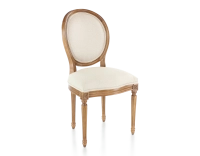 Silla antigua estilo Luis XVI madera con tinte envejecido y tejido chevron beige