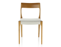 Silla escandinava madera tinte cerezo asiento tejido beige natural