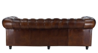 Canapé Chesterfield cuir 3 places marron soutenu accoudoirs cloutés