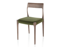 Silla escandinava madera tinte marrón oscuro asiento tejido verde oliva
