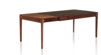 Table extensible 6 à 10 personnes en noyer et céramique allonges bois avec bois teinte naturelle et plateau céramique brun oxydé 160x100 cm