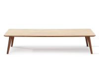F7 rectangular coffee table in walnut and ceramic natural stained wood and travertine stone effect ceramic 160x80x40 cm