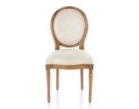 Silla antigua estilo Luis XVI madera con tinte envejecido y tejido chevron beige