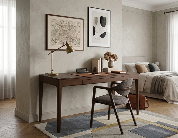 Bureau design en chêne teinte marron foncé L150 cm