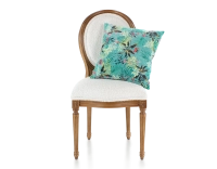 Chaise ancienne style Louis XVI bois teinte ancienne et tissu bouclé blanc