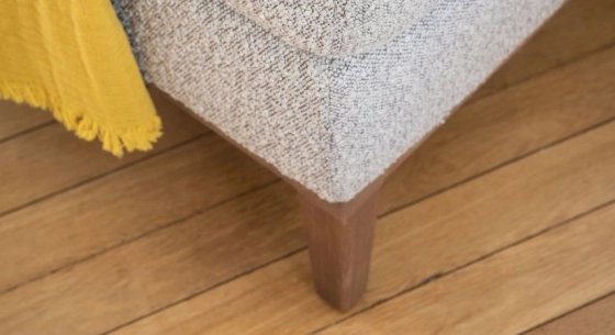 Canapé d'angle 7 places tissu bouclé taupe clair (3G - A - 3D)