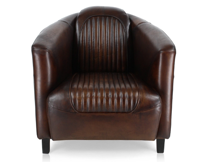 Fauteuil club cuir marron soutenu