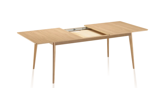Table extensible 8 à 12 personnes en chêne avec plateau et allonges bois teinte naturelle 210x100 cm