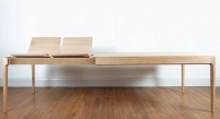 Table extensible en chêne 8 à 12 personnes avec plateau et allonges bois teinte naturelle 180x100 cm