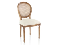 Silla antigua estilo Luis XVI madera tinte envejecido respaldo de rejilla asiento tejido chevron beige
