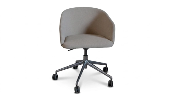 Chaise de bureau à roulette assise tissu beige texturé