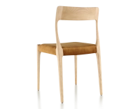 Chaise scandinave bois teinte naturelle assise tissu velours bronze