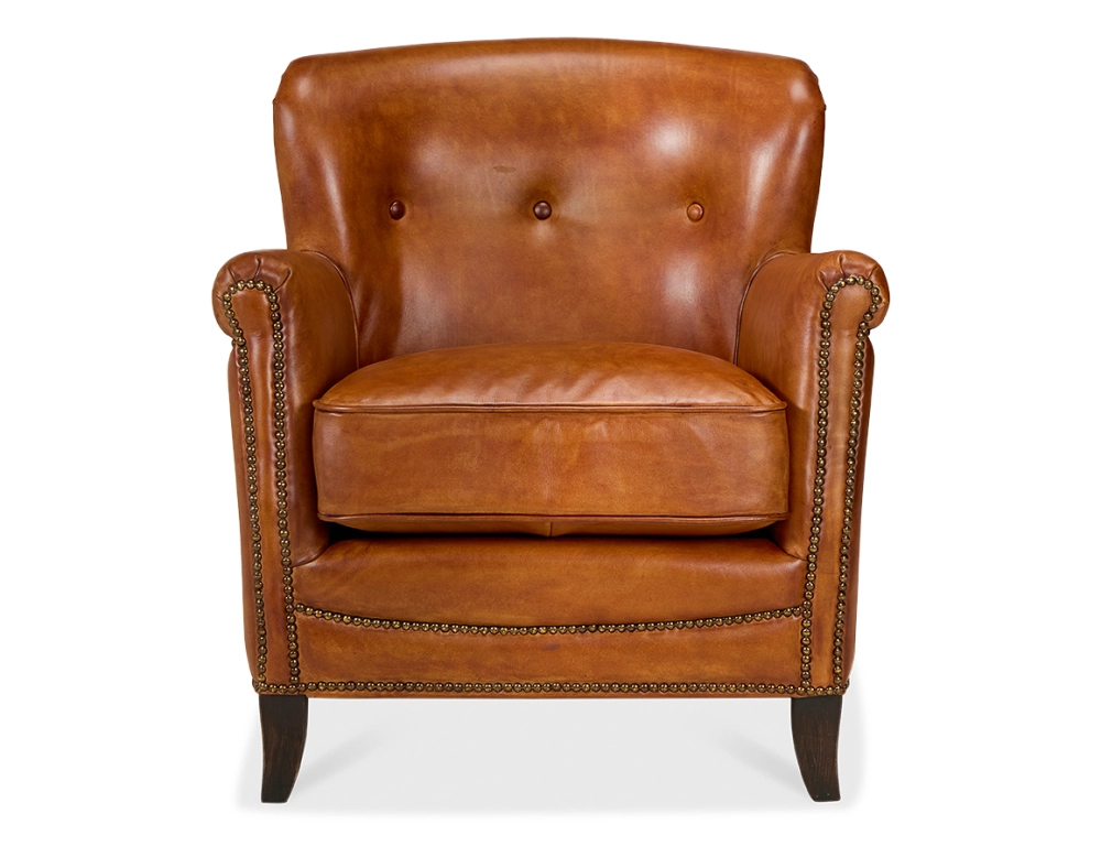 Leather club armchair light brown