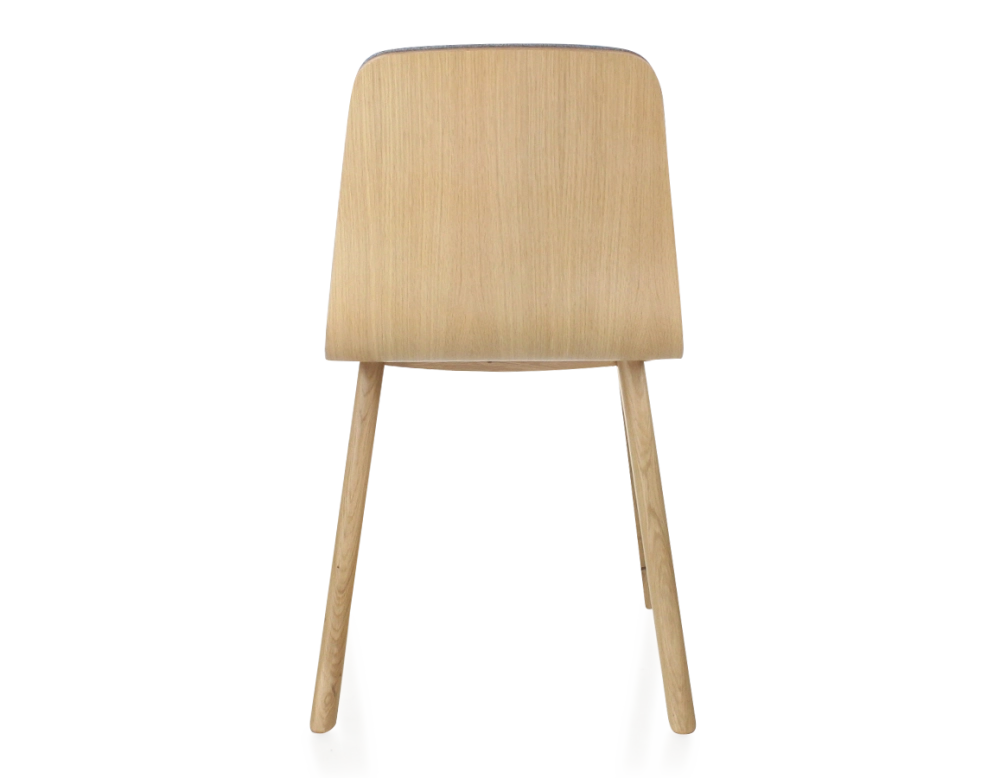 Chaise design en chêne tapissé bois teinte naturelle assise tissu gris clair