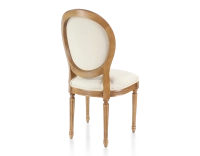 Silla antigua estilo Luis XVI madera con tinte envejecido y tejido chevron beige