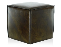 Pouf cuir vert olive