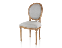 Chaise ancienne style Louis XVI bois teinte ancienne et tissu gris clair