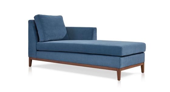 Méridienne droite tissu bleu jean
