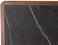 Table basse rectangulaire en noyer et céramique bois teinte naturelle plateau céramique effet marbre noir 100x50 cm