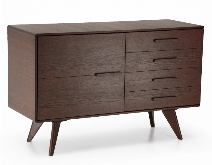 Buffet 2 portes en chêne bois teinte marron foncé