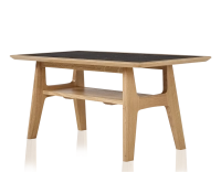 Rectangular coffee table in oak and ceramic with natural stained wood, slate effect ceramic top 100x50 cm