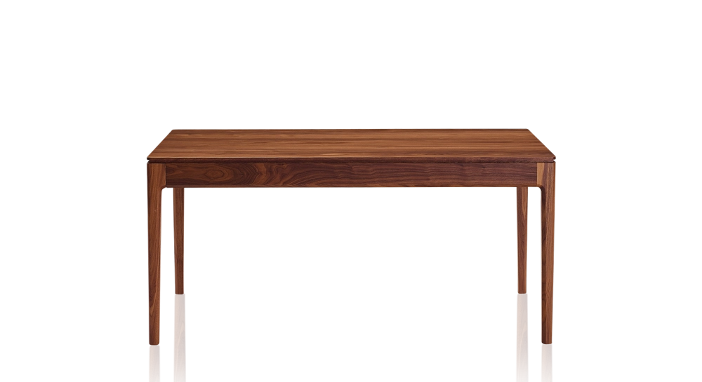 Table extensible en noyer 6 à 10 personnes avec plateau et allonges bois teinte naturelle 160x100 cm