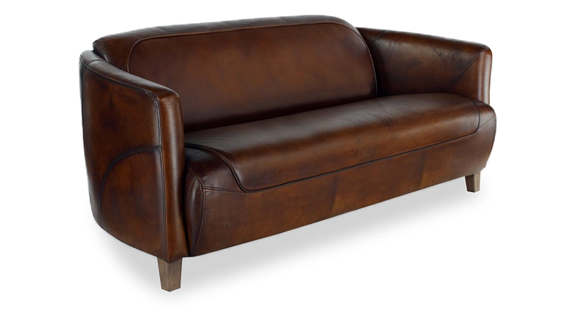 3 seater leather club sofa dark brown
