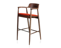Bar stool h80 cm wood stained dark brown seat burnt orange fabric