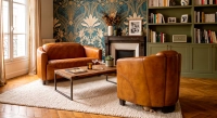 3 seater leather club sofa cognac