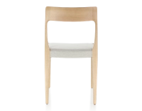 Chaise scandinave bois teinte naturelle assise tissu beige naturel