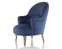Toad armchair with armrests walnut-stained wooden legs and navy blue fabric