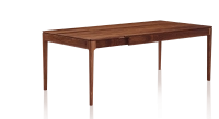 Table extensible en noyer 8 à 12 personnes avec plateau et allonges bois teinte naturelle 210x100 cm