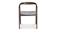 Chaise scandinave bois teinte marron foncé assise tissu beige naturel