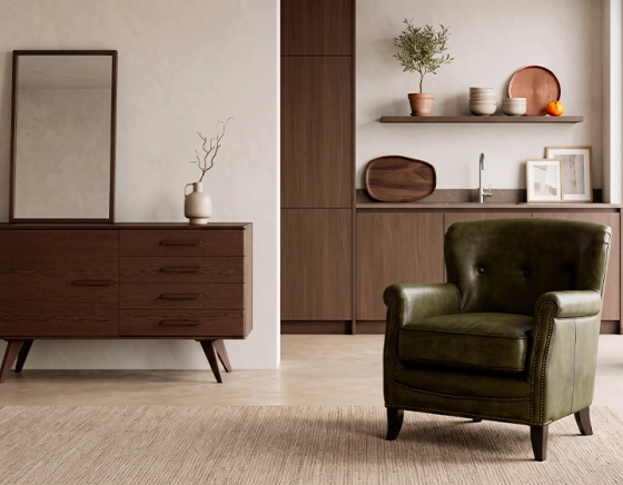 Fauteuil club cuir vert olive accoudoirs cloutés
