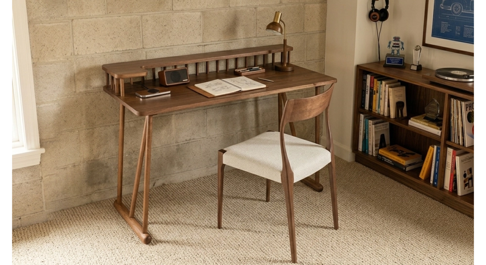 Bureau design en noyer l150 cm