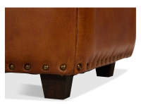Pouf cuir marron clair bord clouté