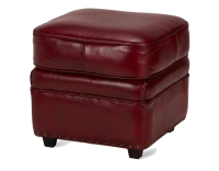 Pouf cuir rouge carmin bord clouté