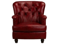 Fauteuil Chesterfield cuir rouge carmin moyen dossier