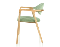 Chaise design avec accoudoirs bois teinte naturelle et tissu vert