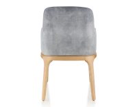 Chaise design avec accoudoirs bois teinte naturelle et tissu velours gris