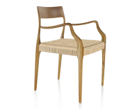Silla escandinava con reposabrazos madera tinte cerezo asiento cuerda
