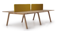 Bureau bench 4 postes chêne teinte naturelle plateau bois 280x160