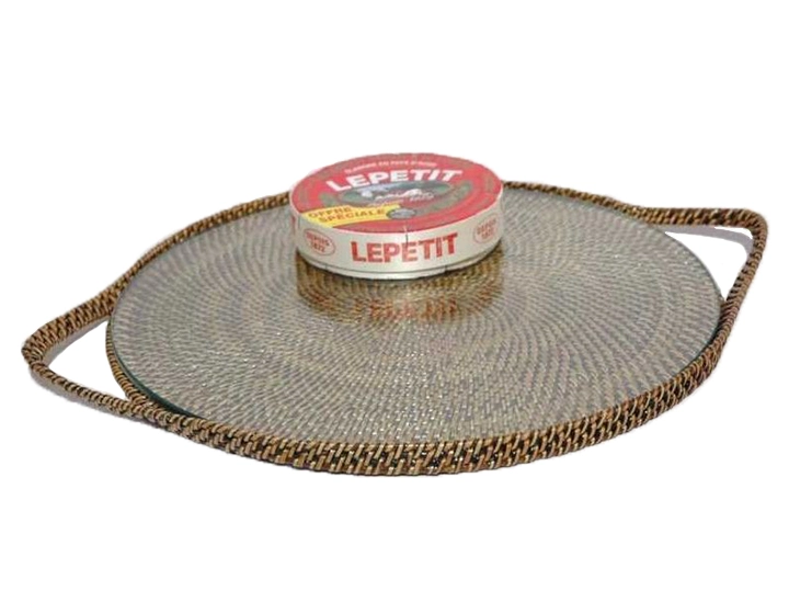 Plateau a fromage rond en fleur de rotin