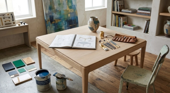 Table basse carré en chêne brut 100x100 cm
