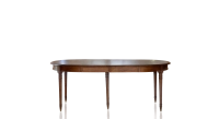 Table ronde Louis XVI extensible 4 à 14 personnes bois teinte ancienne avec 5 allonges 110x120cm