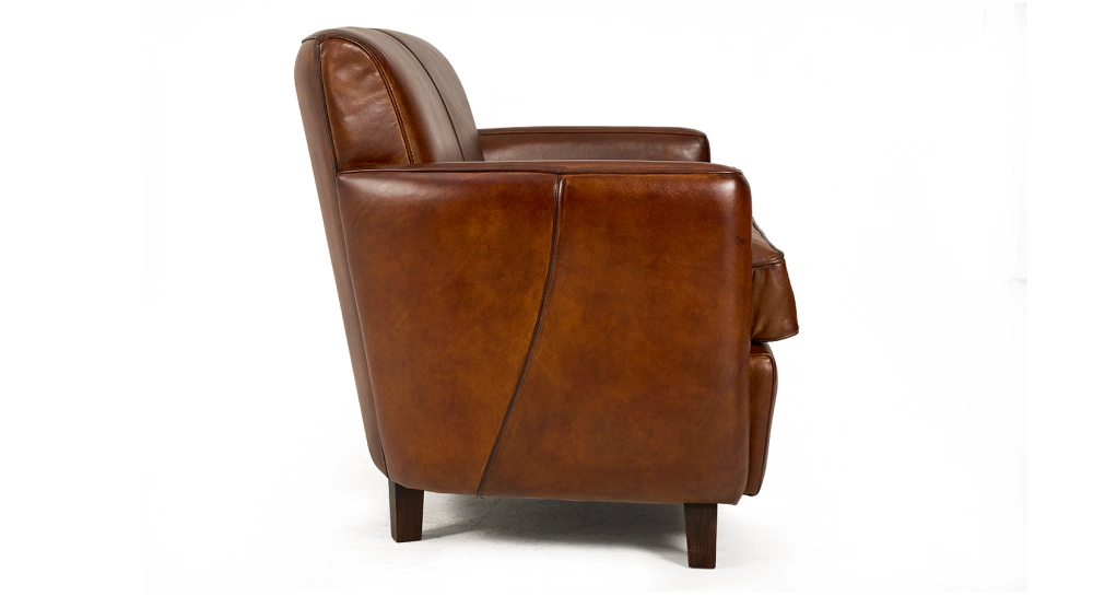 Canapé club cuir 2 places marron vintage