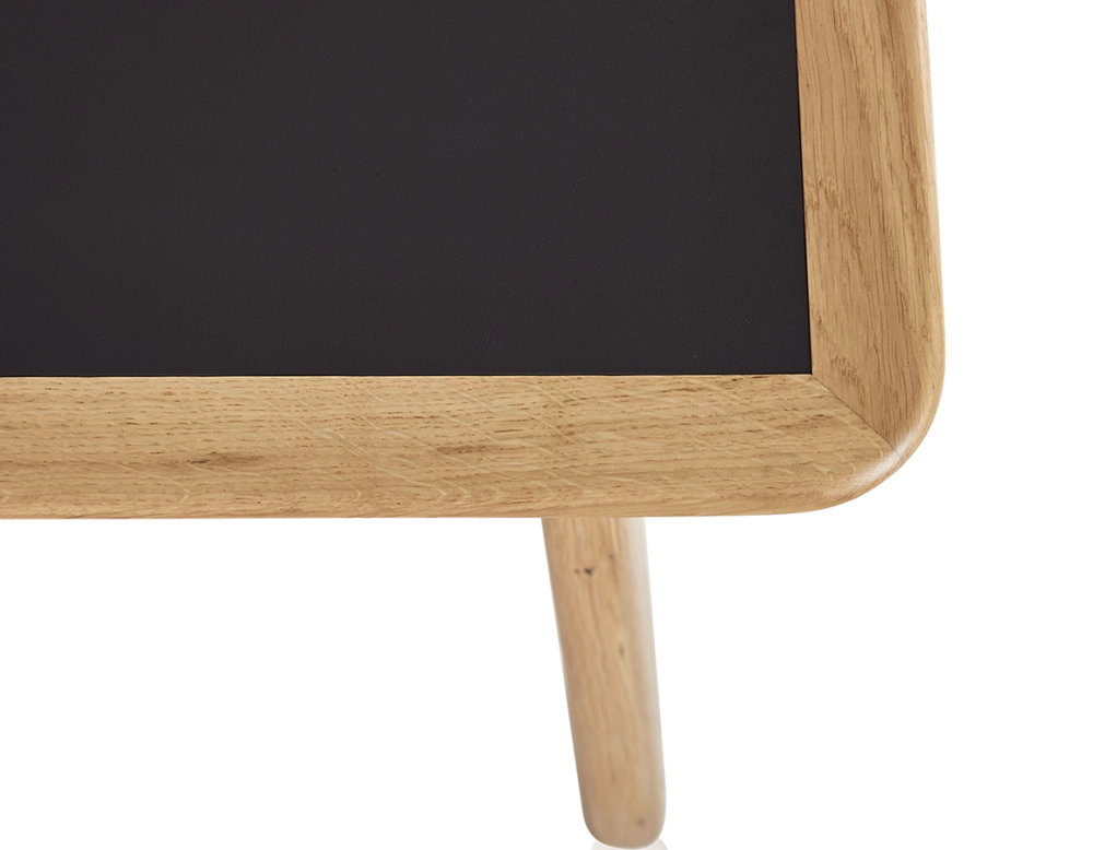 Table basse rectangulaire en chêne et céramique avec bois teinte naturelle plateau céramique noir unie 100x50 cm