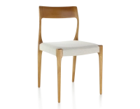 Silla escandinava madera tinte cerezo asiento tejido beige natural