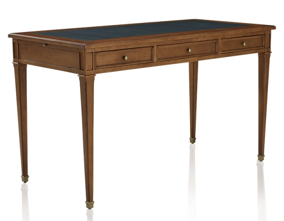 Bureau ancien style directoire plateau cuir vert L130 cm