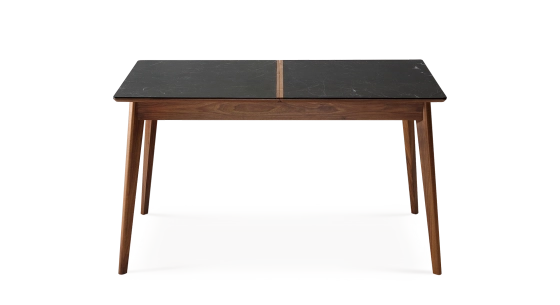 Table salle à manger en chêne et céramique 8 personnes avec bois teinte naturelle et plateau céramique effet ardoise 210x100 cm